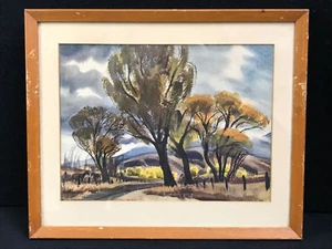 Vintage 9x7 Outdoors Country Highway Art Print Picture with Wooden Frame - Picture 1 of 6