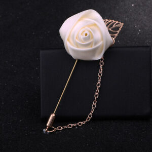 Rose Brooch Flower Brooch Boutonniere Suit Lapel Wedding Pin Badge Tassel Chain