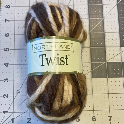Northland Twist Yarn Chunky Chocolate Brown Cream Acrylic 1.75 Oz NEW - Image 1 of 4