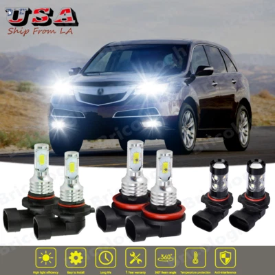 Para Acura MDX 2004-2006 - 6X Combo Faro LED + Kit de Bombillas Antiniebla Blanco Foto 1 de 4