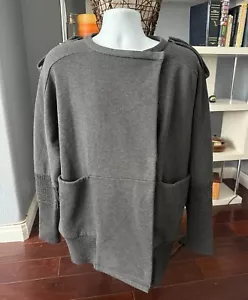 BURBERRY BRIT WOMEN'S or UNISEX OVERSIZE GREY SWEATER JACKET COAT Sz XS TP SMOCK - Picture 1 of 18
