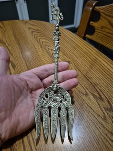 Tenedor para servir ensalada querubín león vintage plato de plata hecho en Italia ¡Bonito! - Imagen 1 de 14