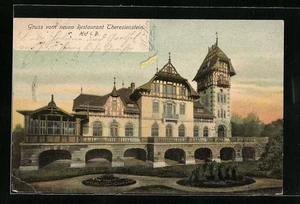 Hof i. B., Ansichtskarte, Neues Restaurant Theresienstein 1906  - Picture 1 of 2