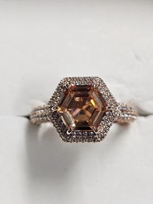 Bomb Party Ring Sz 9 Sparkling Perfection Smokey Topaz Cz On Rose Gold RG44606 - Image 1 of 4