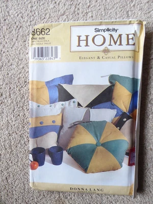 Simplicity 8662 PILLOWS CUSHIONS  sewing Pattern Donna Lang (c) - Image 1 of 2