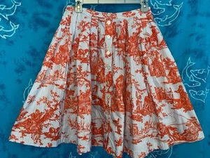 NWOT Brooks Brothers Red White Blue Toile Farm Vineyard Scenes Flare Skirt 4 - Picture 1 of 11