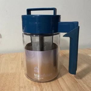 Teavana Iced & Hot Tea Infusion Flavored Water Pitcher 24 oz Blue Handle and Lid - Picture 1 of 11
