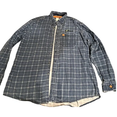 WRANGLER 20X Flame Fire Resistant Work Shirt Sz L TALL Blue Plaid Long Sleeve - Image 1 of 4