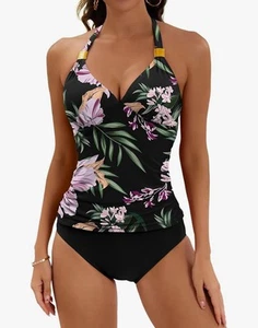 B2prity Halter Tankini Swimsuit for Women Tummy Control Two Piece Bathing Suit L - Picture 1 of 5