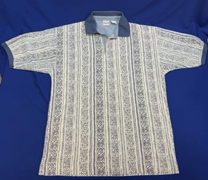 Vintage Bugle Boy Polo Shirt XL 90s Geometric Stripe Pattern Short Sleeve Retro - Picture 1 of 6