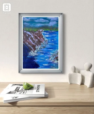 Original Art "Jetty" 9x12 Canvas Expressionism Abstract Design Home Art - Image 1 of 4