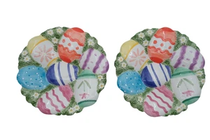 Lot of 2 Fitz and Floyd Easter Plates / Plate Hand Crafted Ceramic Spring Decor - Bild 1 von 13