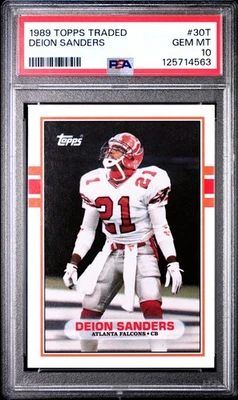 Topps 1989 negociado #30T Deion Sanders novato gema como nuevo PSA 10 Foto 1 de 2