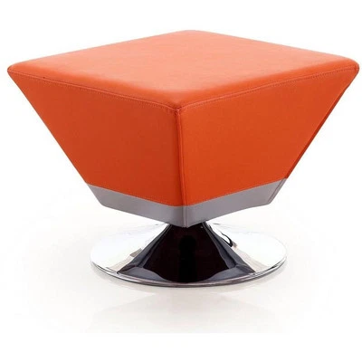 Manhattan Comfort Diamond Faux Leather Swivel Ottoman in Orange - Image 1 of 4