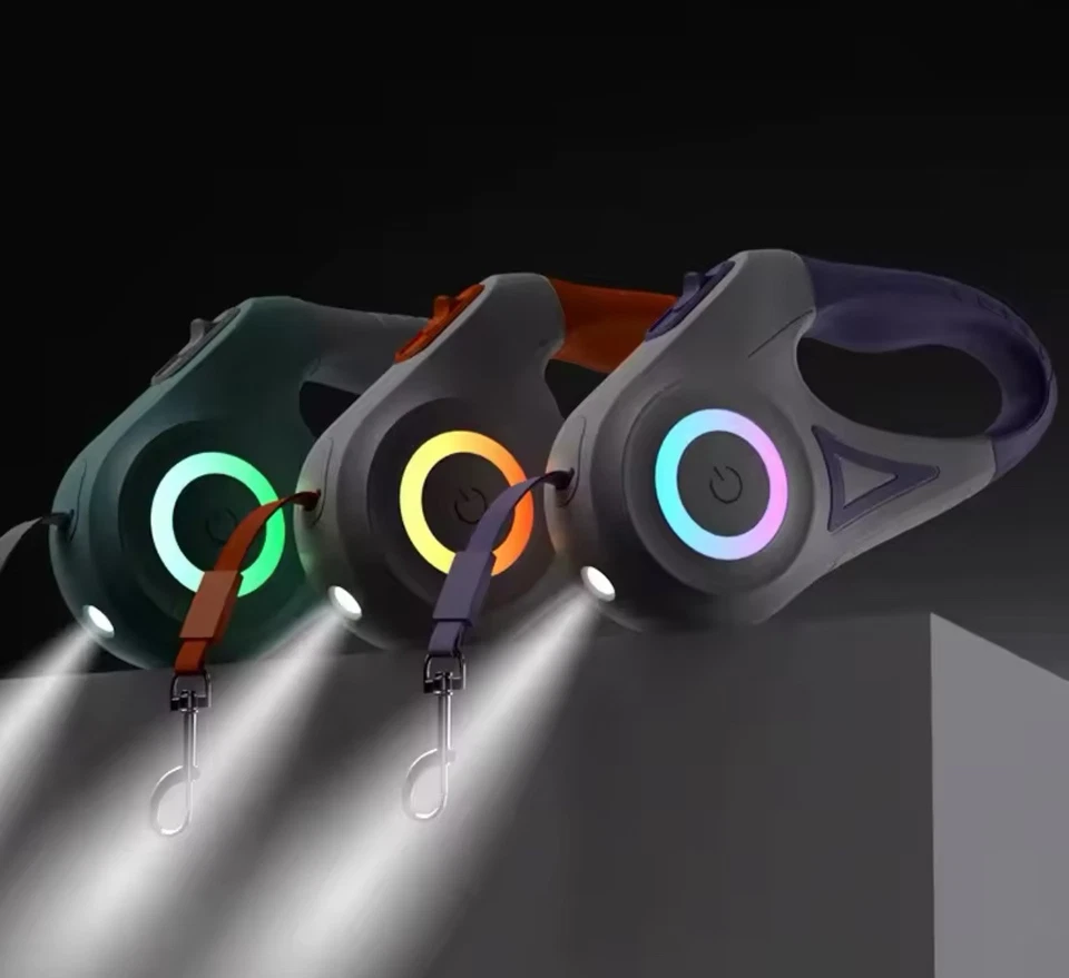 5M Automatic Retractable Dog Leash with Led Flashlight Durable Nylon - Image 1 of 4