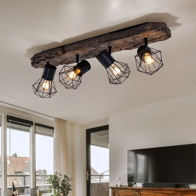 GLOBO Faretto plafoniera plafoniera spot flessibile effetto legno griglia metallica h 24 cm