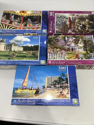 Puzzlebug /artbox  Lot Of 5 -500 Piece Jigsaw mini Puzzles Scenic Lot - Image 1 of 4