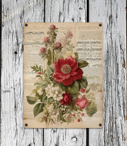 Letrero de arte de pared de metal de invierno con flores navideñas vintage decoración del hogar 12x16 grande - Imagen 1 de 4