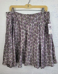 Neu mit Etikett Eci Damenrock lila pink hellgrün Blumen 100 % Seide Größe 12 gefüttert - Bild 1 von 13