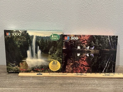2 Vtg MB Puzzles 1000 Pcs Big Ben & 500 Pcs Croxley Gardens Sealed - Image 1 of 4