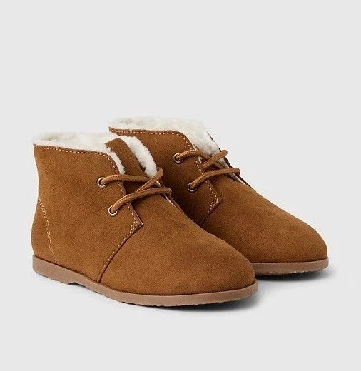 Botas Baby Gap Niño Pequeño Talla 10 Marrón Sherpa Forradas Corbata de Encaje Nuevas con Etiquetas Botines de Invierno Foto 1 de 4