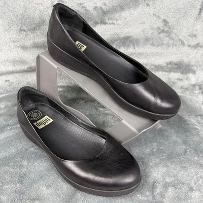 FitFlop Leather Ballet Flats Comfort Slip On Shoes Work Everyday - Image 1 of 4