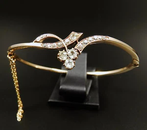 Bracciale antico 1,75 ct diamante oro rosa 585 bracciale stile liberty 1890 circa Bangle - Foto 1 di 5