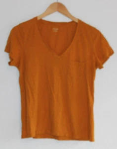 Madewell short sleeve t-shirt Size M mustard colored side slits 100% cotton - Picture 1 of 4