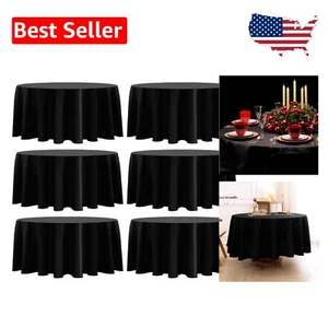 Durable 120 Inch Round Black Tablecloths - 6 Pack, Stain Resistant & Reusable - Picture 1 of 8