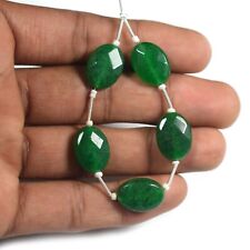 AAA++ Green Emerald Jade Faceted Oval Gemstone 5" Loose Beads For Jewelry making