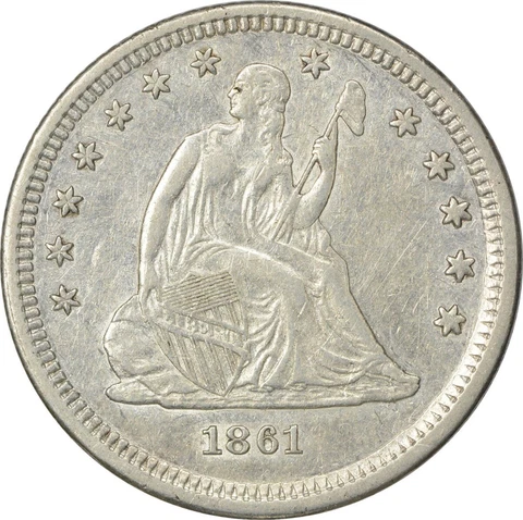 1861 Liberty Seated Quarter AU Slider Uncertified #956 Cover