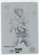 2019 Upper Deck CFL Printing Plate McLeod Bethel-Thompson 1/1 Toronto Argonauts