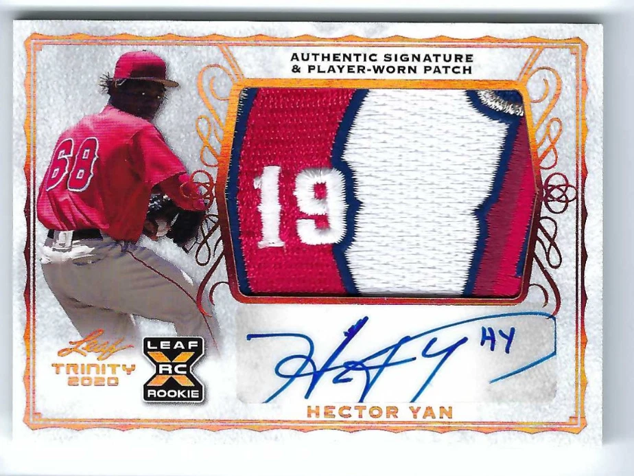 HECTOR YAN 2020 LEAF TRINITY BASEBALL ROOKIE PATCH AUTO - Image 1 of 1