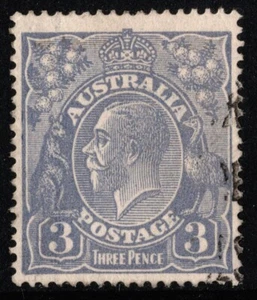 1924 3d blue KGV head die Ia, single wmk Type A, BW105 FU (TJ040) - Picture 1 of 2