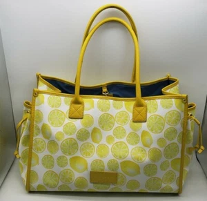 Dooney & Bourke Duffel  Tote Lemon Lime Yellow Saffiano Leather 17" Wide Large  - Picture 1 of 13
