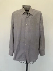 Pal Zileri Men's Long Sleeve Button Up Shirt, Gray w Yellow Stripes, 43/17 - Picture 1 of 10