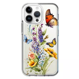 For Apple iPhone 14 Pro Max Shockproof Spring Flowers Butterflies Case - Picture 1 of 3