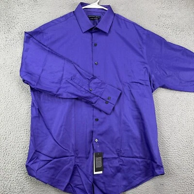 Geoffrey Beene Adult Men Dress Shirt 17.5 32-33 Purple Dust Fitted Button Up NEW - Image 1 of 4