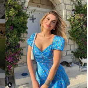 ZARA Blue Printed Short Dress 2157/031 Medium NWT - Picture 1 of 7