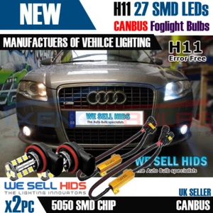 27 SMD HIGH POWER H11 FOG LIGHT LED DRL BULBS CANBUS ERROR FREE AUDI B7 B8 A5 S3 - Picture 1 of 7