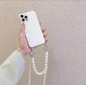 Coque/étui Chaîne téléphone collier de perle transparent pour iPhone 12 Promax - Photo 1 sur 3