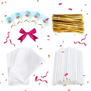 300Pcs 6inch Lollipop Sticks Cake Pops Candies Chocolates and Cookies Bag Set... - Picture 1 of 6