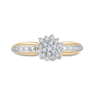 10kt Yellow Gold Womens Round Diamond Cluster Ring 1/10 Cttw Style 10224 - Picture 1 of 4
