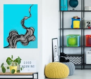 Pegatinas de pared 3D líneas negras I5427 calcomanías de mural Jacqueline Reynoso Erin - Imagen 1 de 10