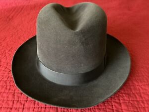 7 1/2 vintage Borsalino Alesandria blue gray fedora hat