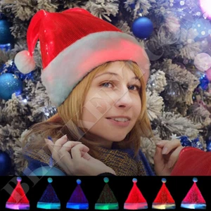 Cappello Babbo Natale Led Natale Illumina Fibra Ottica Ricaricabile Luminoso Cappello Babbo Natale Divertente - Foto 1 di 12