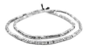 Faceted Silver Square Beads 4mm White Metal Large Hole 24 Inch Strand