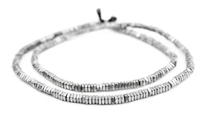 Faceted Silver Square Beads 4mm White Metal Large Hole 24 Inch Strand - Picture 1 of 3