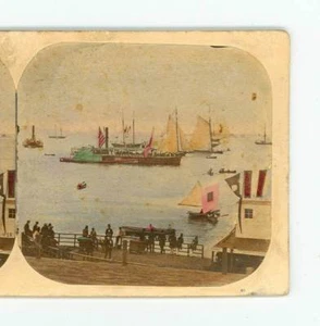 B3192 Tinted Anthony 439 The Regatta Fourth Of July 1860, On Bay New York D - Picture 1 of 3