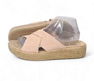 Earth Scout Damen-Slipper Kreuzriemen rosa Leder Wildleder Kork Größe 8,5 M - Bild 1 von 13